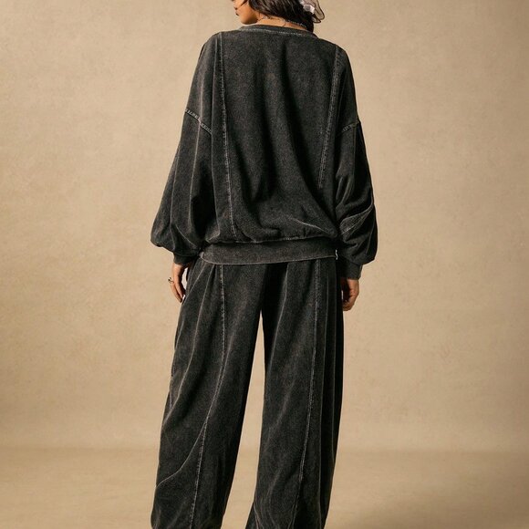 Casual Women's loose Trousers & Sweatshirt Two-Piece set - Picture 3 of 8